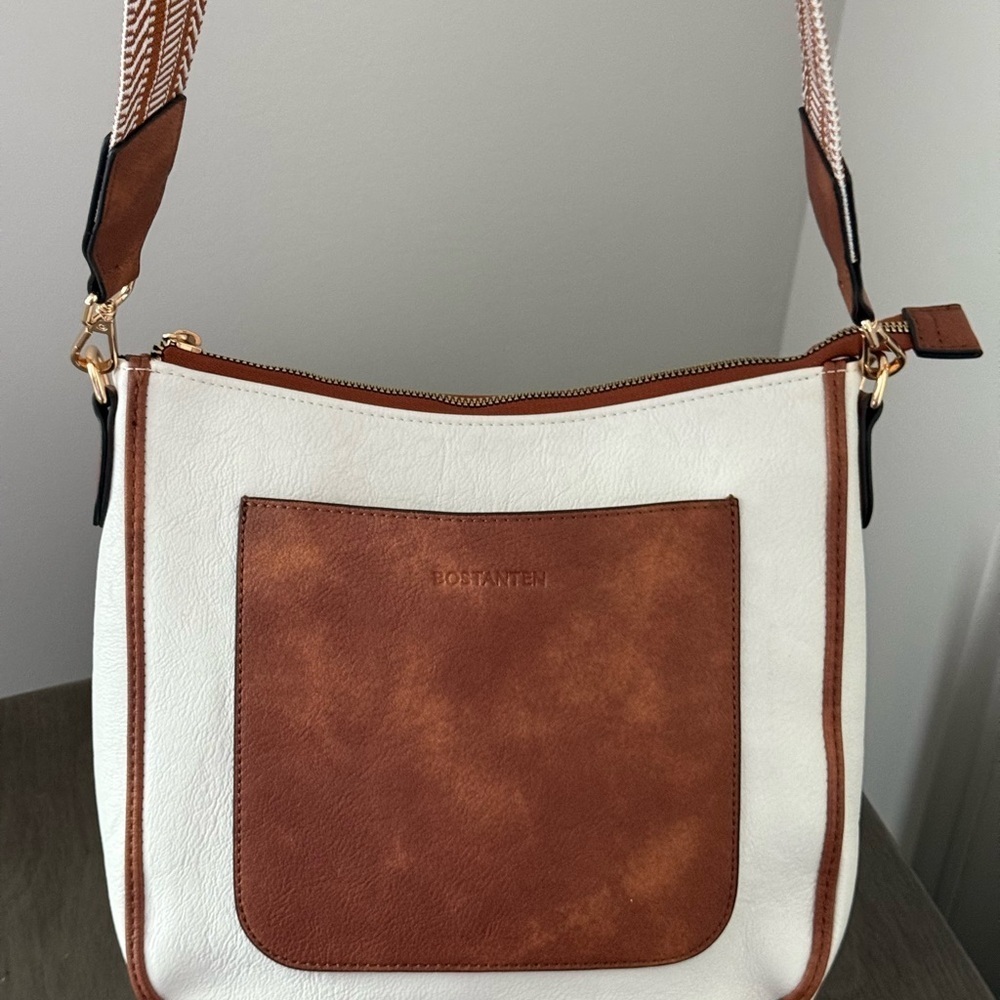 BOSTANTEN Crossbody Bag, Vegan Leather Hobo Handbag with Adjustable Guitar Strap